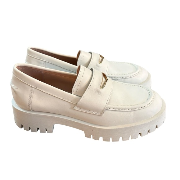 Steve Madden Womens Platform Lawerence Loafers Bone Leather Gold Accents Size 8 - Picture 5 of 10